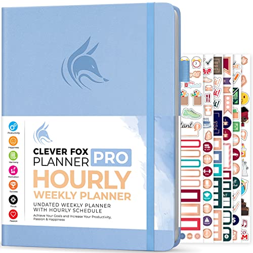 Clever Fox Planner PRO Schedule  Undated Weekly & Monthly Life Planner with Time Slots, Appointment Book and Daily Organizer to Increase Productivity, A4 Size Hardcover, Lasts 1 Year  Periwinkle