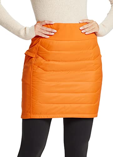 BALEAF Women's 17" Puffer Quilted Skirt Lightweight Insulated Warm Snow Skorts Hiking Running Golf Outdoors Orange M