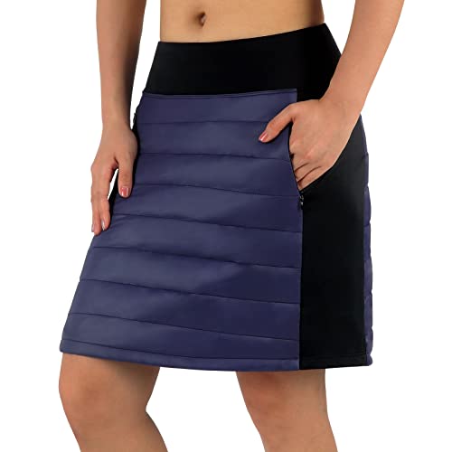 ANIVIVO Women Puffer Insulated Skirts,Down Quilted Skorts Winter Outdoor Skirt with Zipper Pockets(Blue,M)