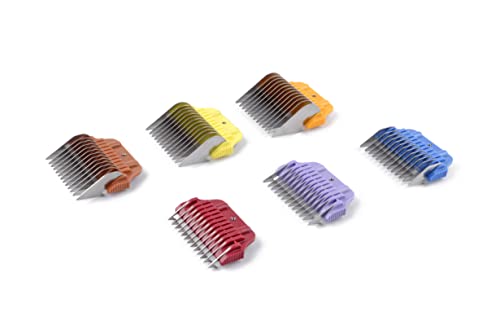 Furzone Wide Clipper Guard Comb Attachment Short 6 Pack Set Stainless Steel Attachment Guide Comb Set for Detachable Blade Pet, Dog, Cat Grooming