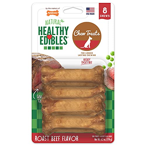 Nylabone Healthy Edibles Roast Beef Flavor Chew Treats for Dog 8 count Roast Beef X-Small/Petite
