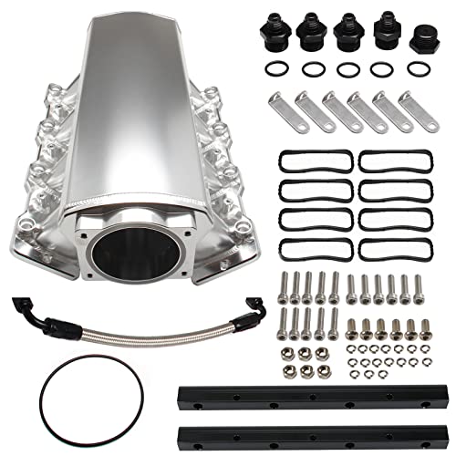 YESHMA For LS LS1 LS2 LS3 LS6 Intake Manifold Compatible with Chevy 4.8L 5.3L 5.7L 6.0L (92MM Silver)