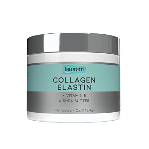 Lawrens Collagen Elastin Cream with Antioxidant Vitamin E & Shea Butter Cosmetics - Hydration - Firmness - Elasticity - 4 oz