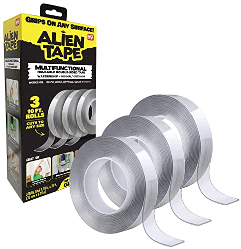 Alientape Nano Double Sided Tape, Multipurpose Removable Adhesive Transparent Grip Mounting Tape Washable Strong Sticky Heavy Duty for Carpet Photo Frame Poster Dcor As Seen On TV