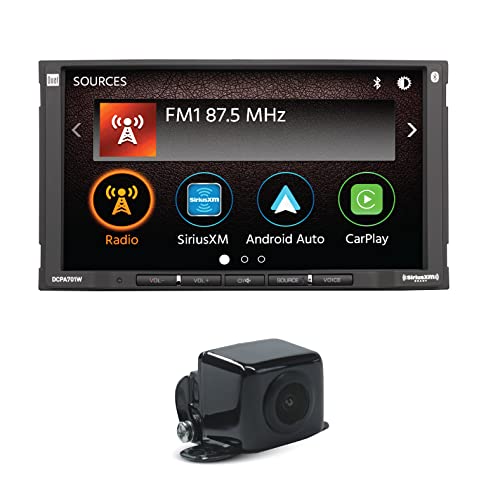 Dual Electronics DCPA701W-BC 7-inch Certified Apple CarPlay Android Auto Wired or Wireless | Double DIN Touchscreen Car Stereo Receiver | Backup Camera Included | Sirius XM Ready | Built-in Bluetooth