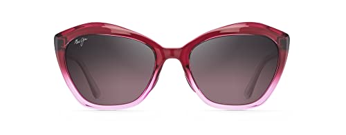 Maui Jim Women's Lotus Polarized Cat Eye Sunglasses, Raspberry Fade/Maui Rose, Medium