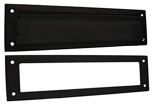 QCAA Solid Brass Mail Slot, with Solid Brass Interior Frame, 13" x 3.625", Matte Black, 1 Pack, Made in Taiwan