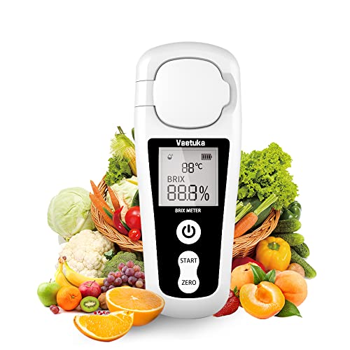 Brix Meter Digital Vaetuka Electronic Sugar Meter high-Precision Digital efractometer Fruit Refractometer Sugar Sweetness Meter Sugar Meter Waterproof, for Fruits, Drinks, Beer Daily (0-55%)