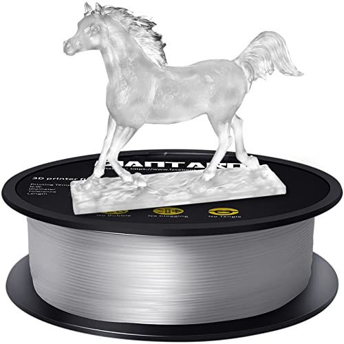 GIANTARM Transparent Clear PLA 3D Printer Filament 1kg(2.2lbs) Spool,1.75mm Dimensional Accuracy +/- 0.02mm, Vacuum Packaging, Fit for Most 3D Printer in Market