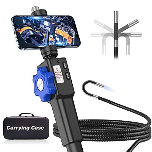 Two-Ways Articulating Borescope, Oiiwak 8.5mm Endoscope Inspection Camera with Light, 1080P HD Waterproof Video Scope Snake Camera for iPhone/Android(3.3FT)