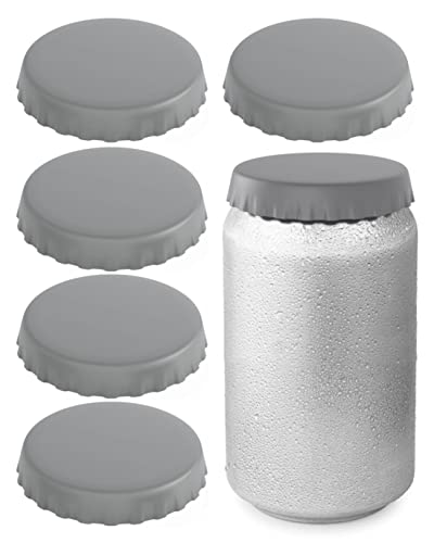 Silicone Soda Can Lids  Can Covers  Can Caps  Can Topper  Can Saver  Can Stopper  Fits standard soda cans (6 Pack, Grey)