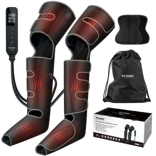 FIT KING Upgraded Full Leg Massager with Heat, Air Compression Massager Machine for Foot Calf & Thigh Muscle Relaxation and Recovery, Helpful for Pain Relief, Swelling, Edema and RLS