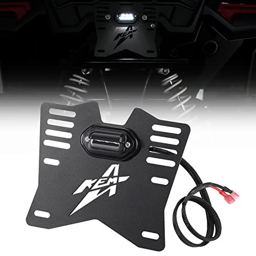 KEMIMOTO ATV UTV License Plate Holder with Light 6 LED Lamps Bead Aluminum Upgrade Lighted License Plate Bracket Compatible with Talon Sportsman Compatible with X3 Golf Carts RV Boat
