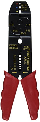 Edward Tools Electrical Wire Crimper and Stripper - Crimps and strips wire 10-22 AWG - Carbon Steel - Crimps Insulated and non insulated - Crimps 1.25mm to 6mm ignition terminals