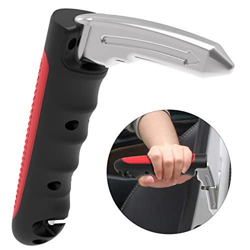 Bergfore Car Door Handle for Elderly Car Handle Assist Support Handle - Cane for car, Seatbelt Cutter, Window Breaker & Portable Vehicle Support for Elderly and Handicapped (Red)