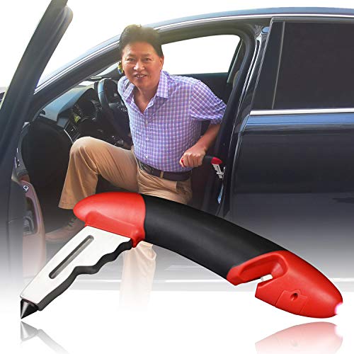 Car Assist Cane Portable Vehicle Support Grab Bar, Standing Assist Mobility Aid Handle, Car Emergency Escape Tool with LED Flashlight, Seatbelt Cutter, Window Breaker , Batteries Included