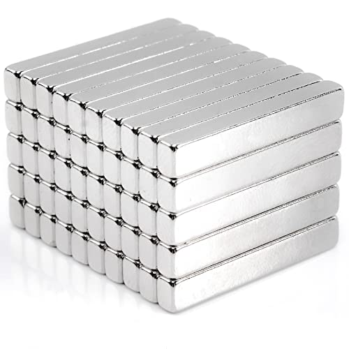 MIN CI Super Strong Neodymium Magnets Bar, Rare Earth Magnets Heavy Duty, Small Rectangular Magnets, for Fridge Cabinets Door Scientific Craft Storage, 25 x 4 x 3mm 50P