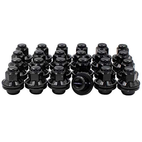 Wheel Accessories Parts 24 PC Wheel Lug Nut Kit with Washer M14x1.5 Thread Black OEM Stock Factory Replaces 2022 Toyota Tundra