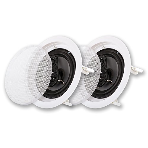 Acoustic Audio by Goldwood CSic63 in Ceiling 6.5" Speaker Pair 3 Way Home Theater Speakers, White