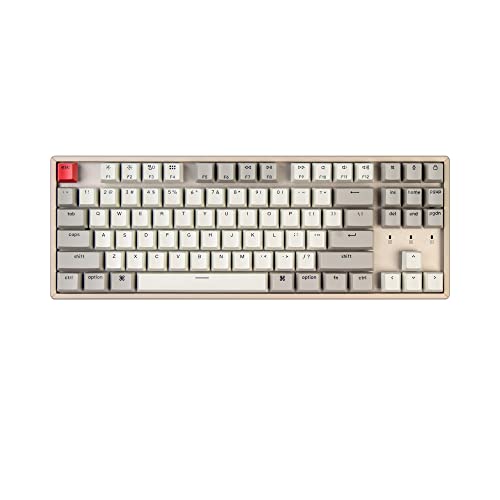 Keychron K8 87 Keys Tenkeyless Layout Wireless Bluetooth Mechanical Gaming Keyboard for Mac, Multitasking Type-C Wired Computer Keyboard for Windows Mechanical Brown Switch