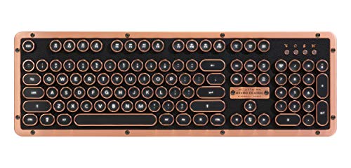 Azio Retro Classic Bluetooth 5.0 (Artisan) - Wireless/USB Wired Vintage Backlit Leather Mechanical Keyboard for PC/Mac (MK-RETRO-L-03B-US)