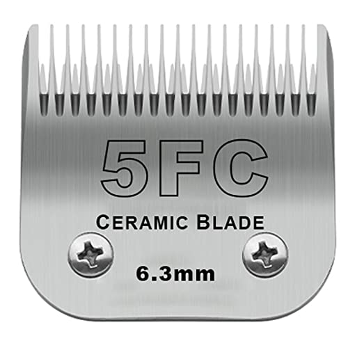 DODAER Detachable Pet Dog Grooming Clipper Ceramic Blades,Compatible with Andis Size 5FC 1/4(6.3mm) Cut Length (64122),Compatible withOster A5,Wahl KM Series Clippers