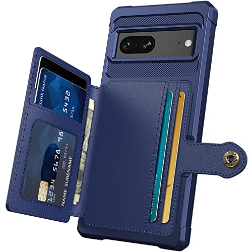 Wefor Case for Google Pixel 7 - Wallet Case with PU Leather Card Pockets Back Flip Cover for Google Pixel 7 2022 (Blue)