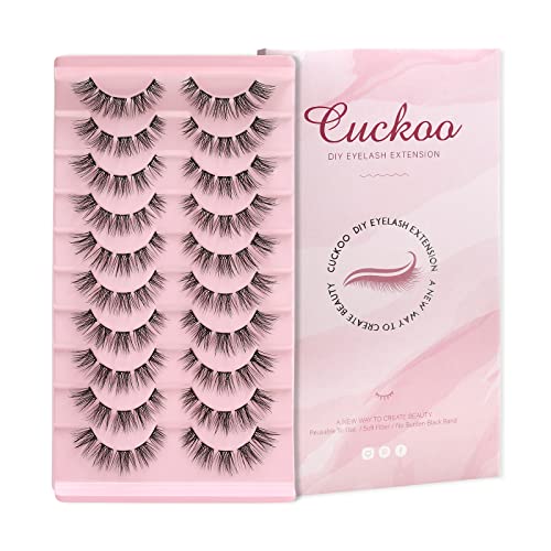Cuckoo DIY Eyelash Extension Individual Lash 100 Clusters Volume Lashes Set, 3D Effect Glue Bonded Band Individual Lashes, False Eyelashes Extension Natural Look