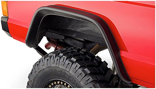 Bushwacker Jeep Flat Style Front & Rear Fender Flares | 4-Piece Set, Black, Textured Finish | 10922-07 | Fits 1984-2001 Jeep Cherokee