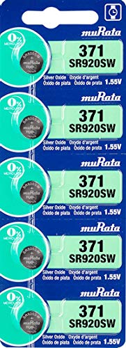 Murata 371 Battery SR920SW 1.55V Silver Oxide Watch Button Cell (5 Batteries)