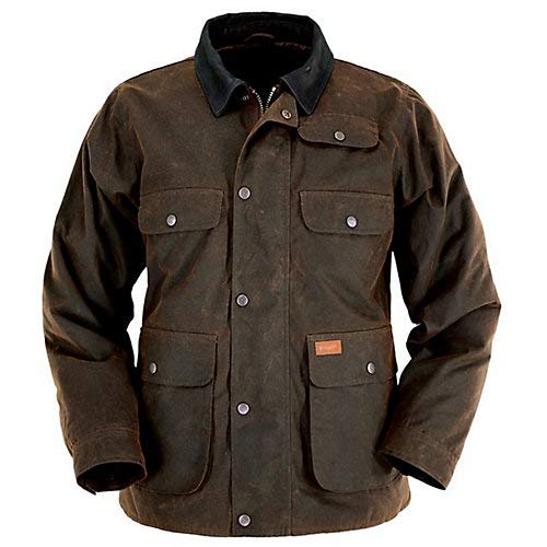 Outback Trading Company Men's 2161 Overlander Waterproof Breathable Cotton Oilskin Outdoor Jacket, Bronze, Medium