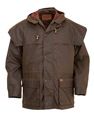Outback Trading Unisex 2100 Swagman Waterproof Breathable Cotton Oilskin Western Jacket with Adjustable Hood, Bronze, X-Large