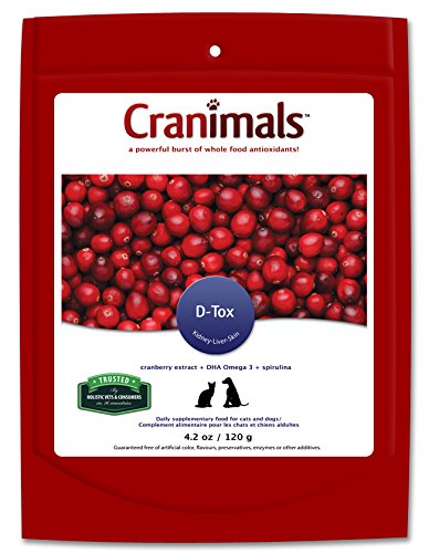 Cranimals DTOX Detoxification Supplement with Superfood Spirulina for Cats and Dogs with Added Clean Vegan DHA Omega 3 and antioxidant Cranberry Extract