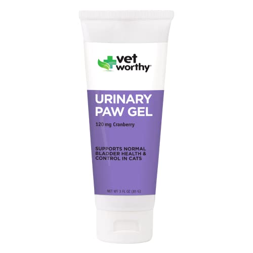 Vet Worthy Urinary Paw Gel for Cats - Cat Supplement to Support Healthy Urinary Tract and Bladder Health - Feline Supplement with Cranberry Extract, L-Lysine and Vitamin C - Salmon Flavor, 3oz