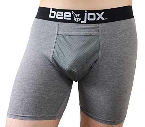BeeJox Medium, With Pocket, Vasectomy Underwear, 2-pk Gray/Black