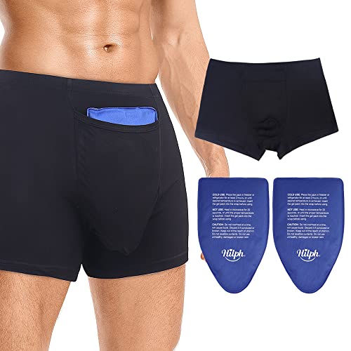 Hilph Vasectomy Underwear for Men, Vasectomy Gift for Men with 2 Cold Packs for Testicular Support Vasectomy Underware for Pain Relief, Breathable Soft Briefs Vasectomy Ice Pack for Men Recovery - M