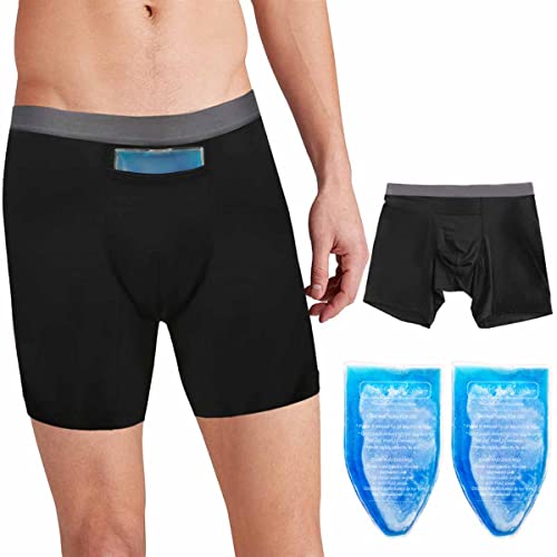 SAVOVUX Vasectomy Underwear, with 2 Cold Ice Packs For Testicular Support and Pain Relief, Breathable Soft Micro Modal Briefs, Vasectomy Gift for Men, Black
