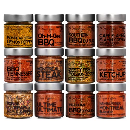 A Spice Affair's Holy Grill 12-Pack BBQ Grill Spice Sets with Spices Included | Barbecue Grill Seasoning Gift Set | Pork Montreal Steak Seasoning, Hamburger, Meat Rub Starter Spice Kit for Grilling