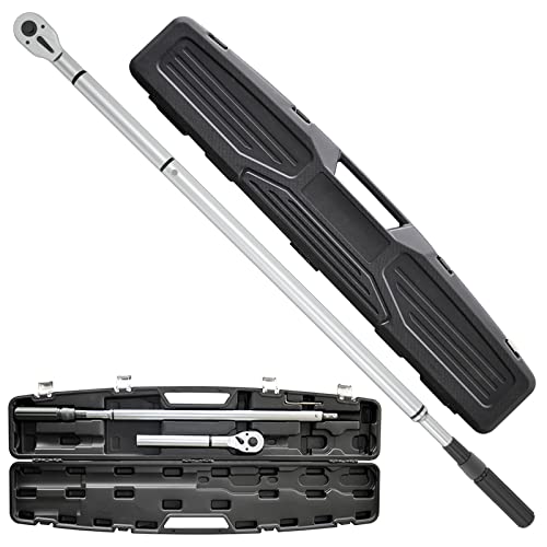 SuZhi 3/4'' 600 Ft Lb Click Torque Wrench, Industrial Grade, Dual Range Scales Graduated, Professional Torque Wrench135-815N.M/100-600FT.LB, Use For Car, Train, Ship, Plane, Truck and Machinery.