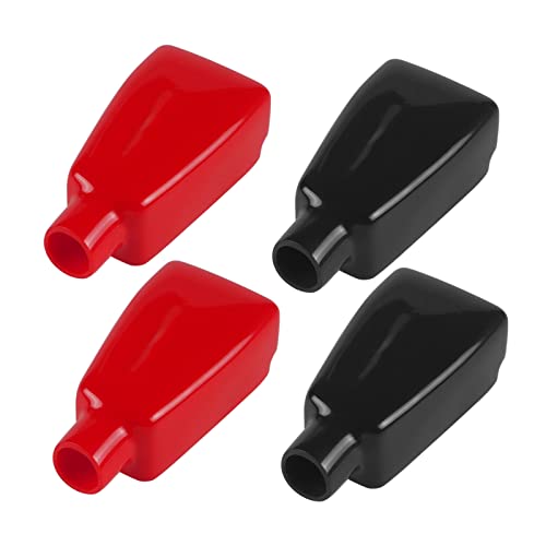 Battery Terminal Covers- Battery Terminal Insulating Protector Caps Positive and Negative Cable Covers in Red and Black for Boat Cars (4)