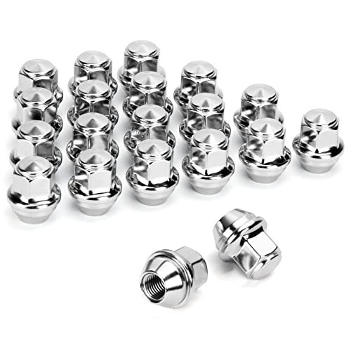 dynofit 20pcs 12x1.5 OEM/Stock Lug Nuts for 2009-18 Focus/2012-18 Fusion/2013-2020 Escape/2018+ EcoSport/2011-19 Fiesta, M12-1.5 Factory Chrome Wheel Lugnuts for Lincoln 2015-19 MKC/2012-16 MKZ