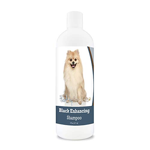 Healthy Breeds Pomeranian Black Enhancing Shampoo - Gentle Cleanser with Vitamin E, Aloe & Coconut Oil That Adds Brilliance, Shine & Intensity to Darker Coats - Floral Scent - 8 oz