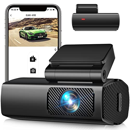 Dash Cam 1080P Car Camera, EUKI WiFi Dash Camera for Cars, Dash Cam Front with Night Vision, 170Wide Angle, 24 Hours Parking Monitor, Loop Recording, G-Sensor, APP Control, Support 128GB Max