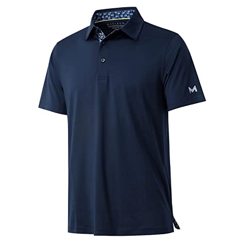 M MAELREG Golf Polo Shirts for Men Short Sleeve Performance Moisture Wicking Quick Dry Casual Collared Mens Polo Shirts Navy