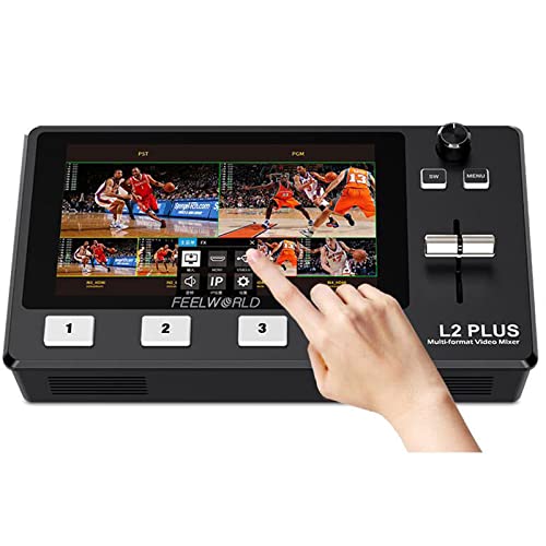 FEELWORLD L2 Plus Multi-Camera Video Mixer Switcher with 5.5inch LCD Touch Screen 4 x HDMI Inputs PTZ Control Chroma Key Logo Overlay USB3.0 Live Streaming