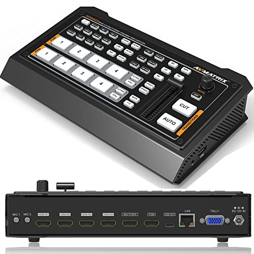 AVMATRIX HVS0402U Video Switcher with 4CH HDMI Multi Inputs T-bar USB3.0 Output Real Time Live Stream Video Mixer 1080P 60FPS