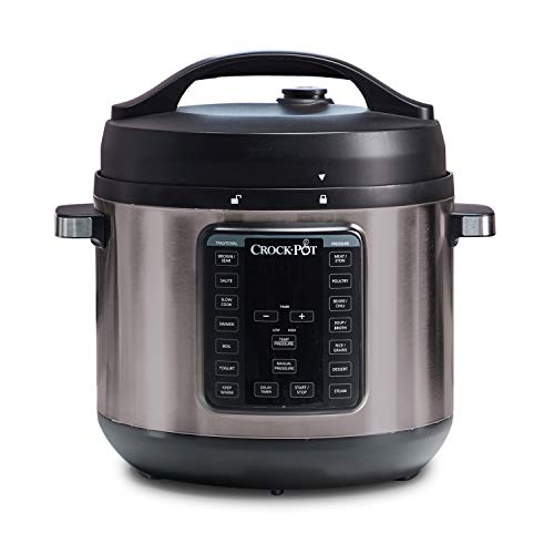 Crock-Pot 8-Quart Multi-Use XL Express Crock Programmable Slow Cooker and Pressure Cooker with Manual Pressure, Boil & Simmer, Black Stainless