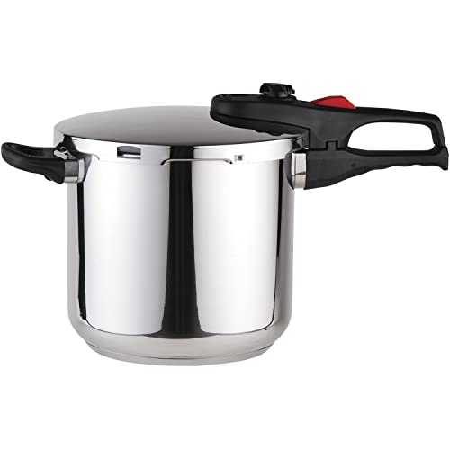 Magefesa Practika Plus Super Fast pressure cooker, 8 Quart, 18/10 stainless steel, suitable induction, excellent heat distribution, 5-layer encapsulated heat diffuser bottom, 5 safety systems