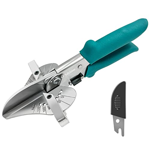 O'Shine Miter Shears for Angular Cutting Molding Crafting,Shoe Molding Cutter Tool,45-135 Degree Multi Angle Trim Cutter Hand Tool for Soft Wood PVC, an Extra Blade with Sheath Included