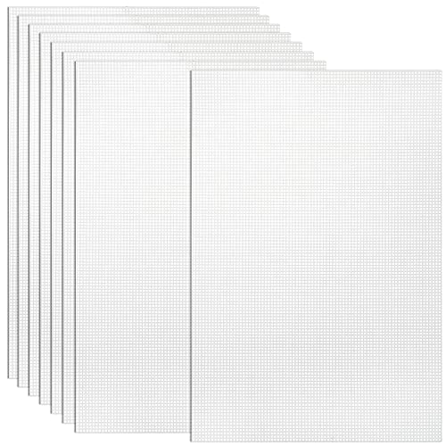 Tosnail Pack of 8 Sheets 7 Count Clear Plastic Mesh Canvas Sheets for Embroidery Crafting - 18" x 12"